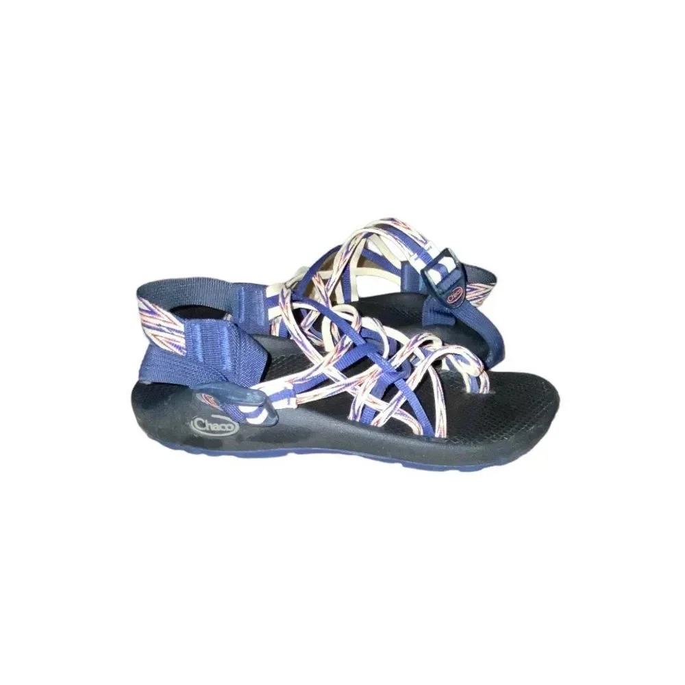Chaco Womens Zx3 Strappy Outdoor Hiking Sport Blue/White Multicolor Sandals US 9